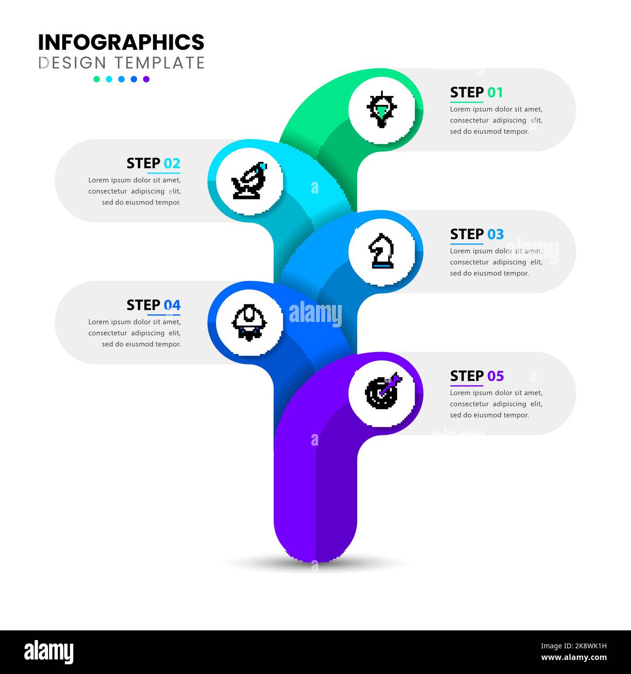 Infographic template with icons and 5 options or steps. Can be used for ...