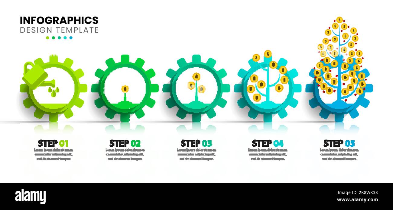 Infographic template with icons and 5 options or steps. Money. Can be ...