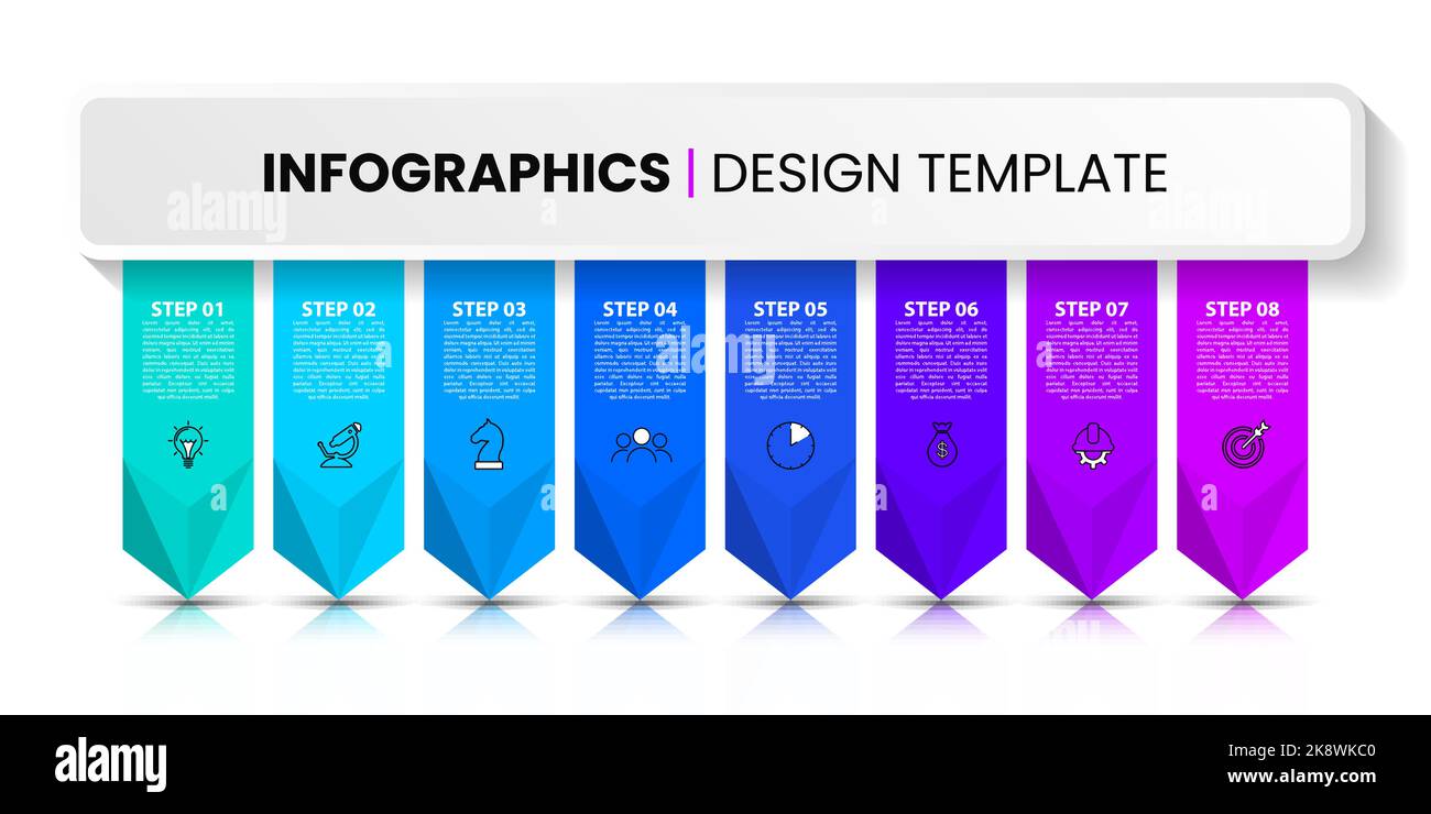 Infographic template with icons and 8 options or steps. Can be used for ...