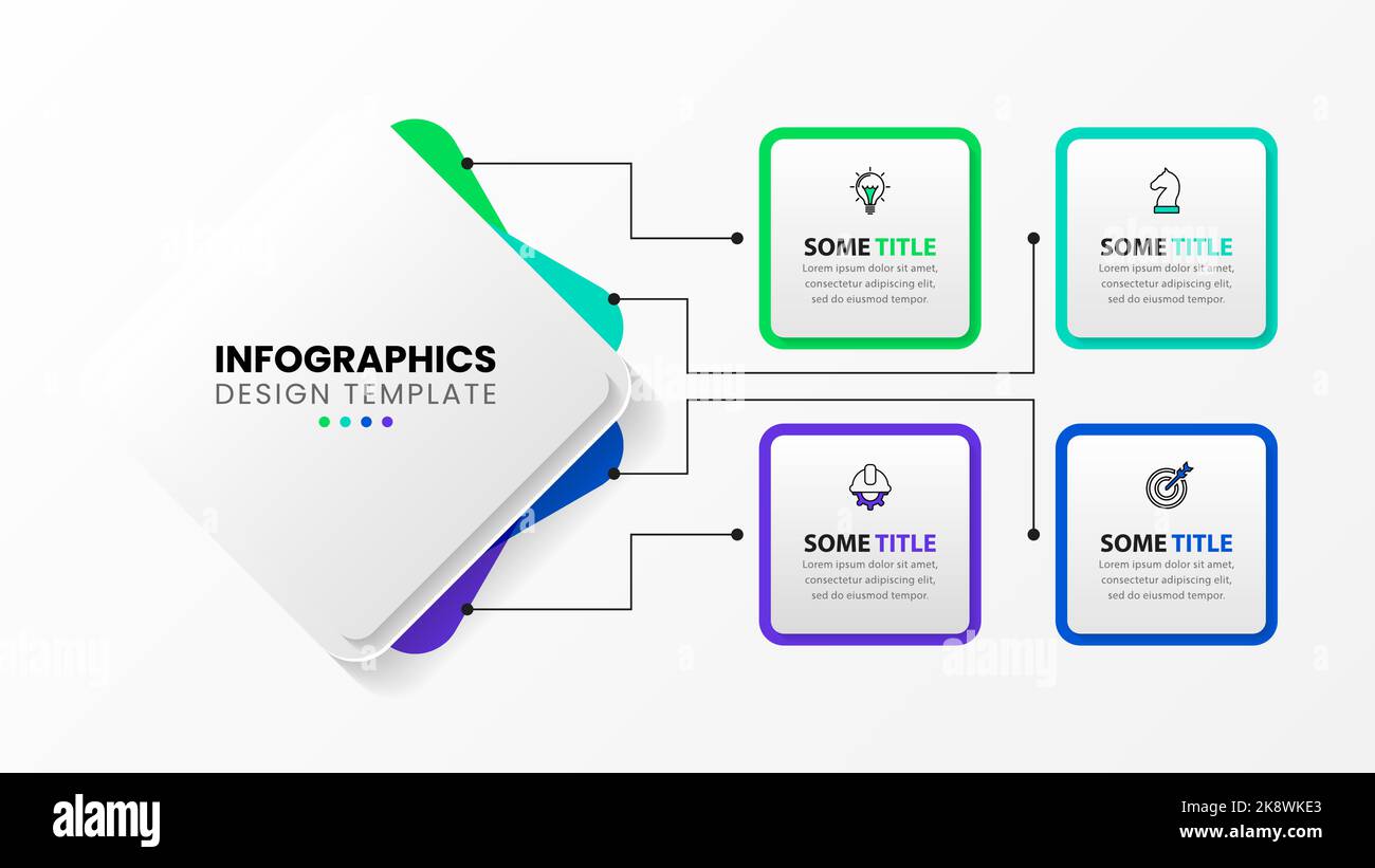 Infographic template with icons and 4 options or steps. Rectangle. Can ...
