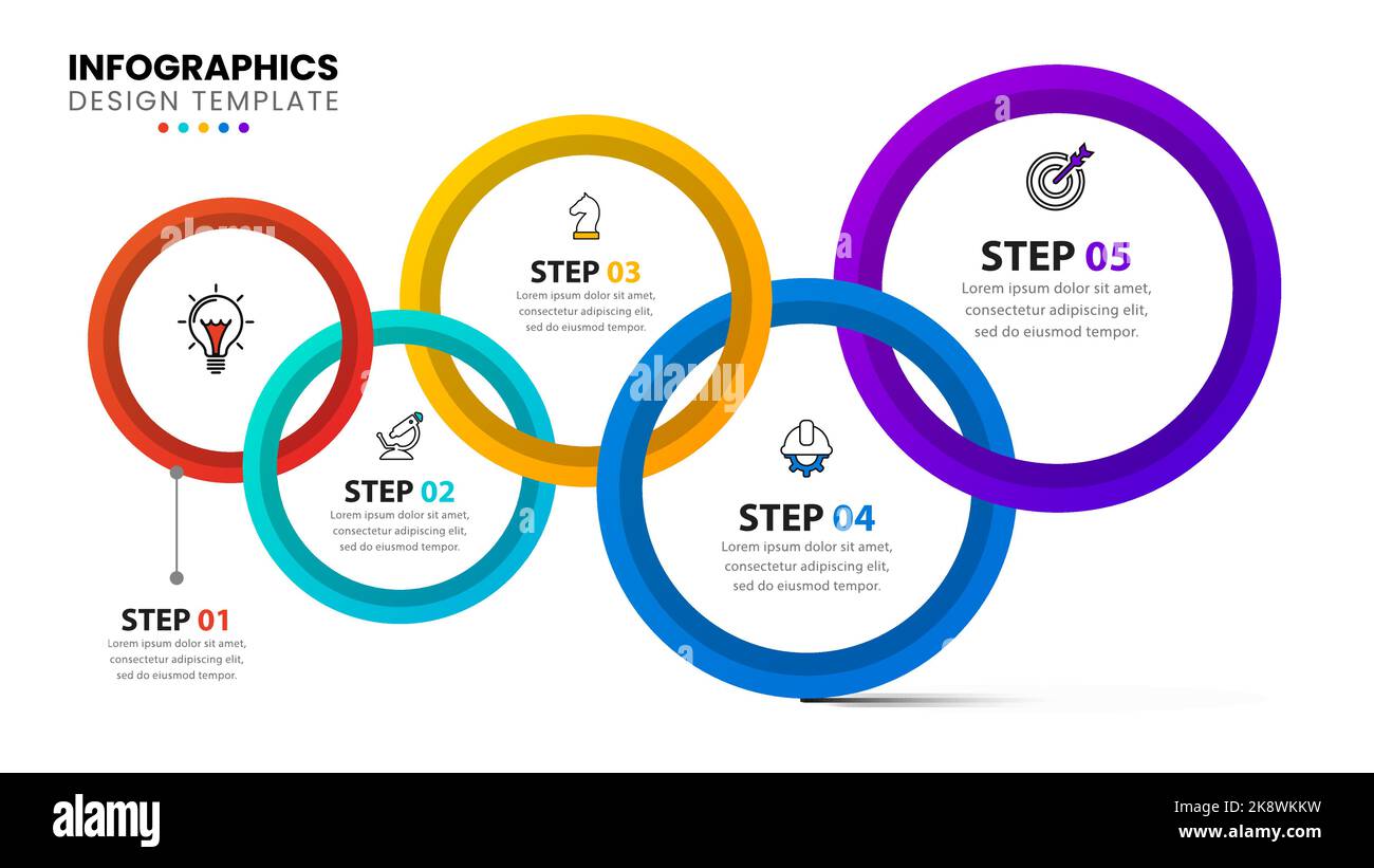 Infographic template with icons and 5 options or steps. Rings. Can be ...