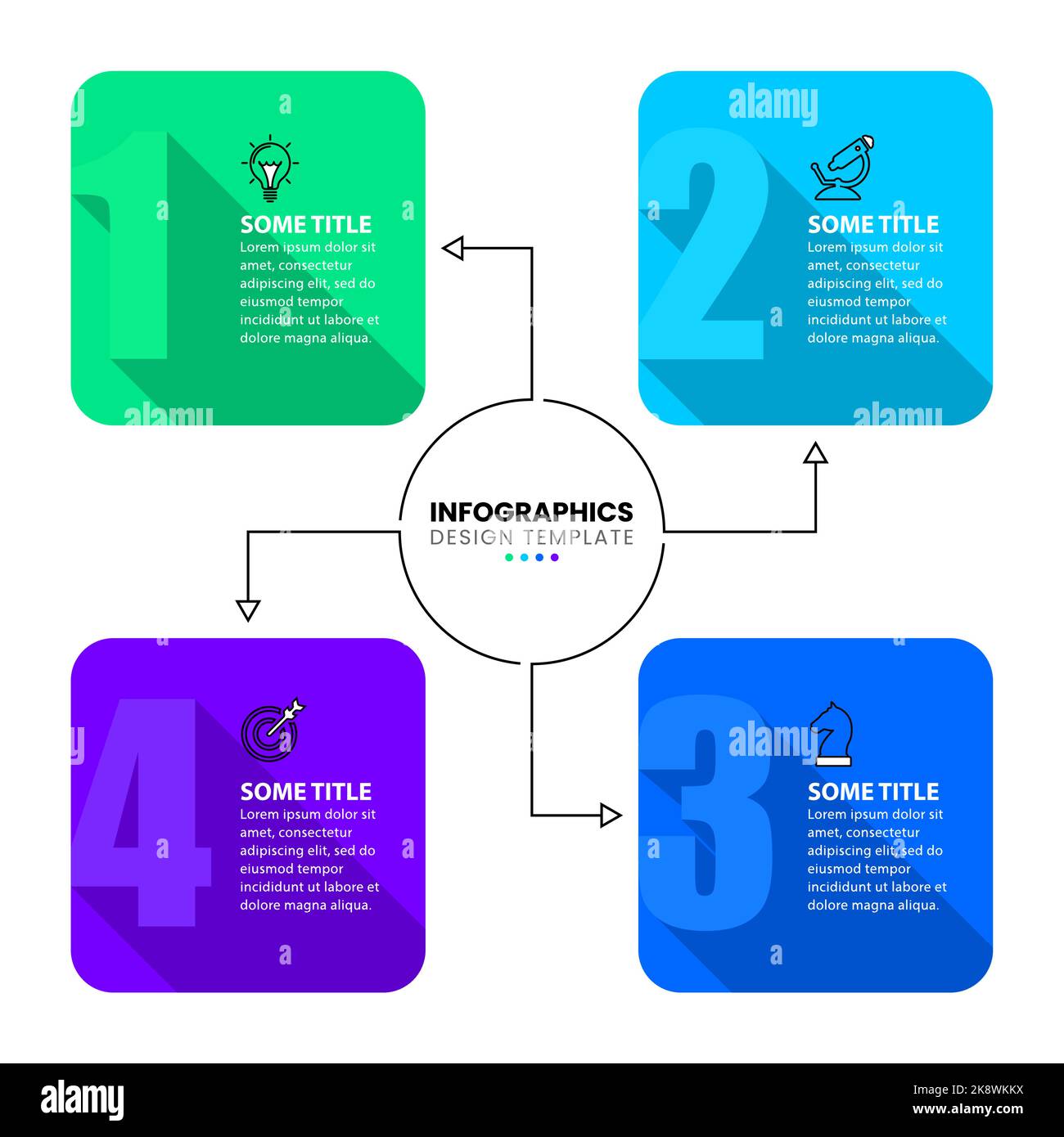 Infographic template with icons and 4 options or steps. Squares. Can be ...