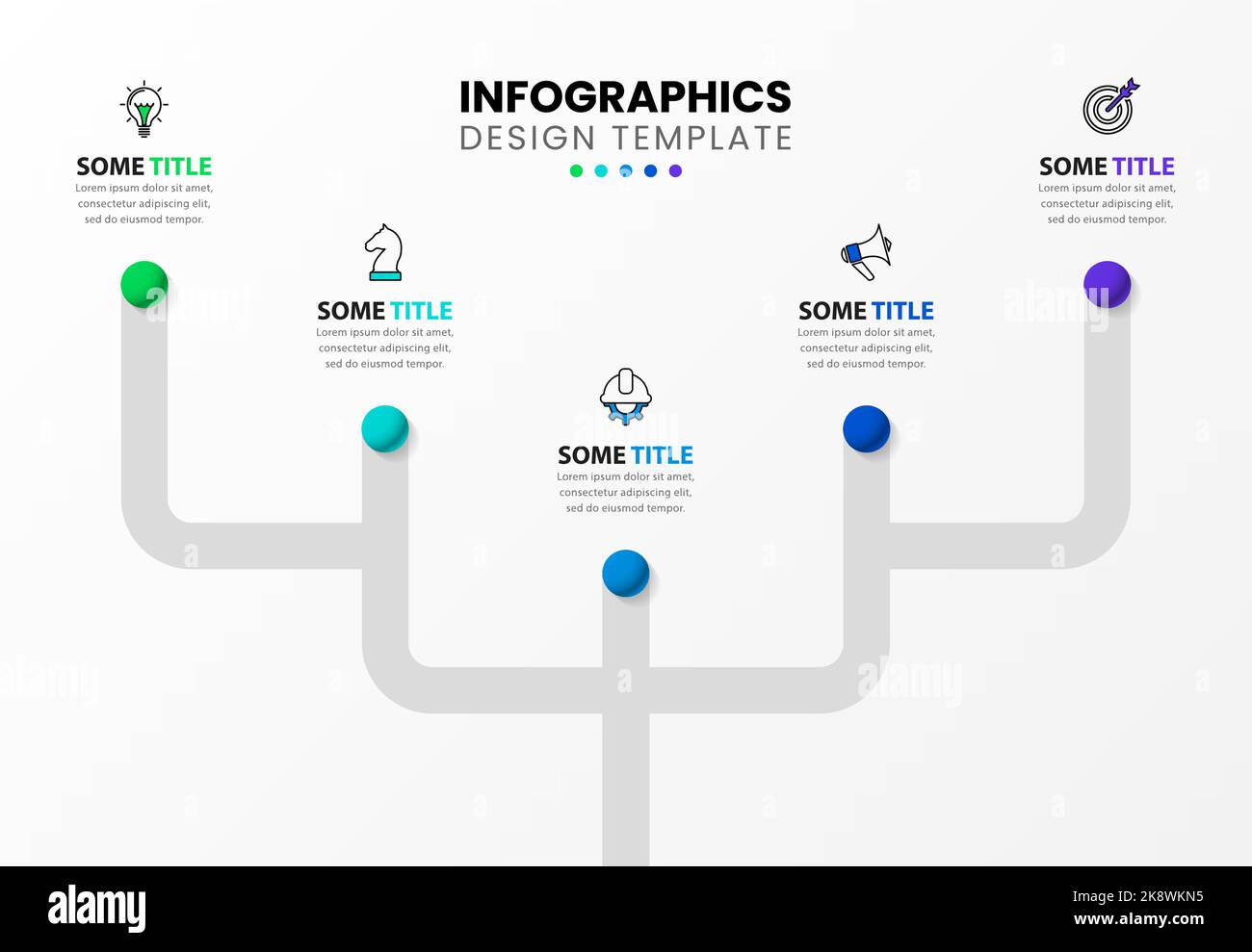 Infographic template with icons and 5 options or steps. Marbles. Can be used for workflow layout, diagram, banner, webdesign. Vector illustration Stock Vector