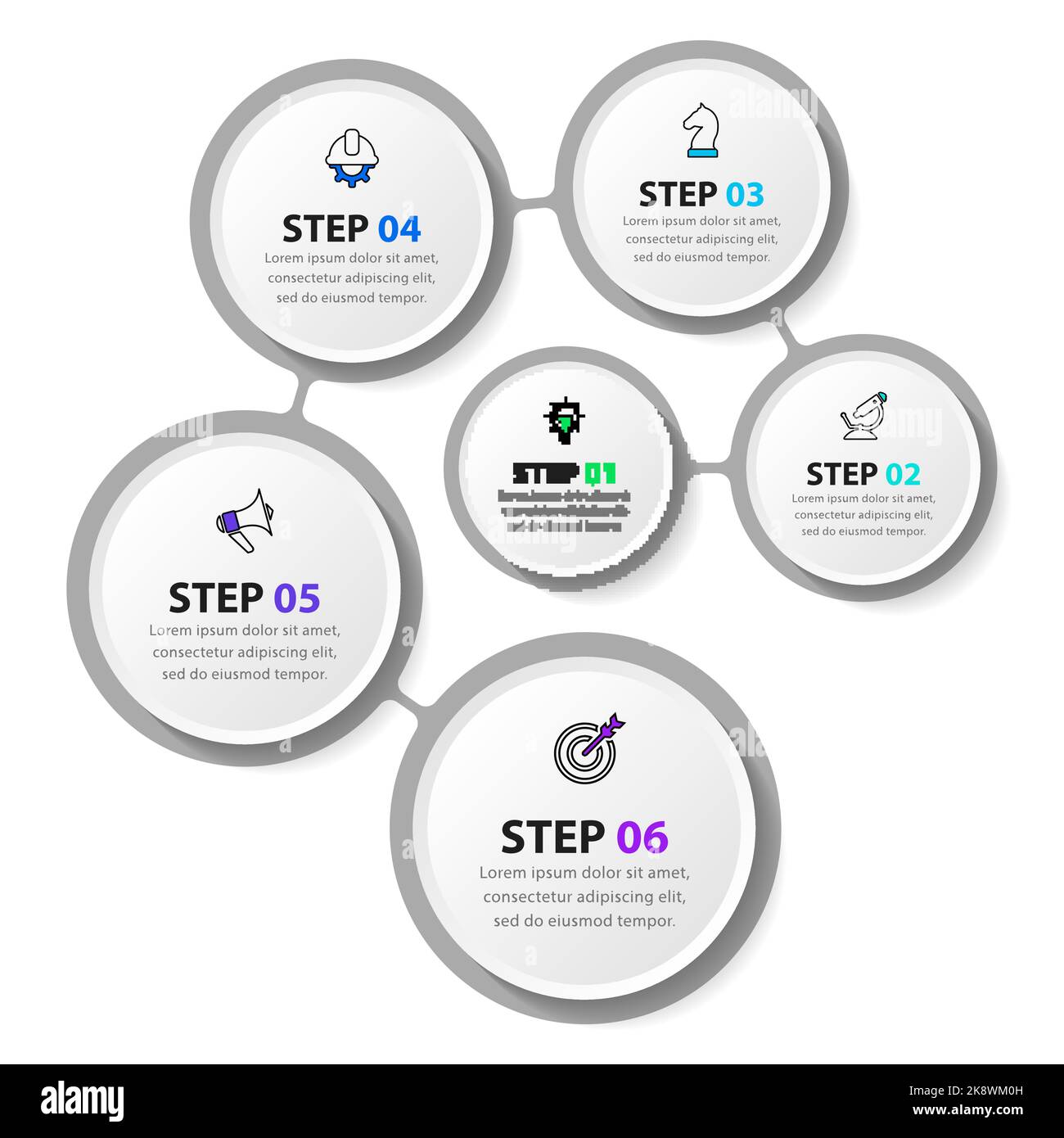 Infographic template with icons and 6 options or steps. Circle. Can be ...