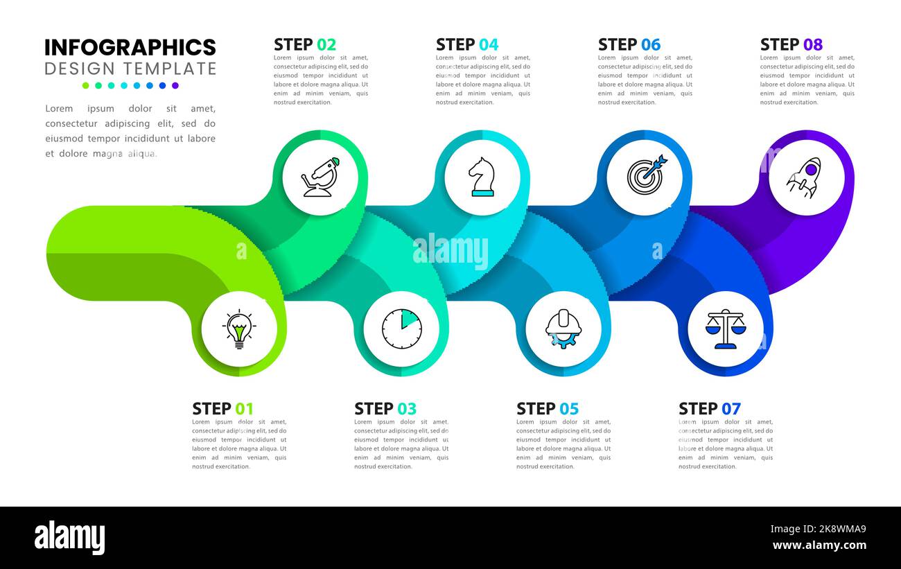 Infographic template with icons and 8 options or steps. Can be used for ...