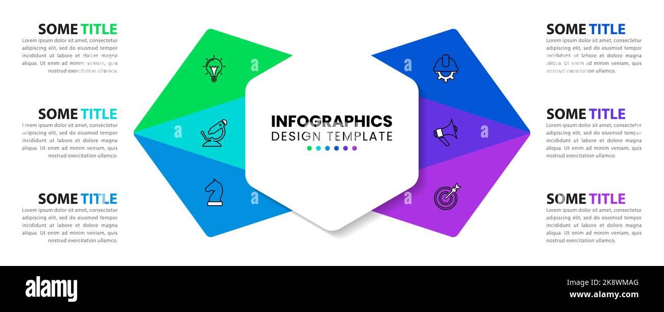 Infographic template with icons and 6 options or steps. Hexagon. Can be ...
