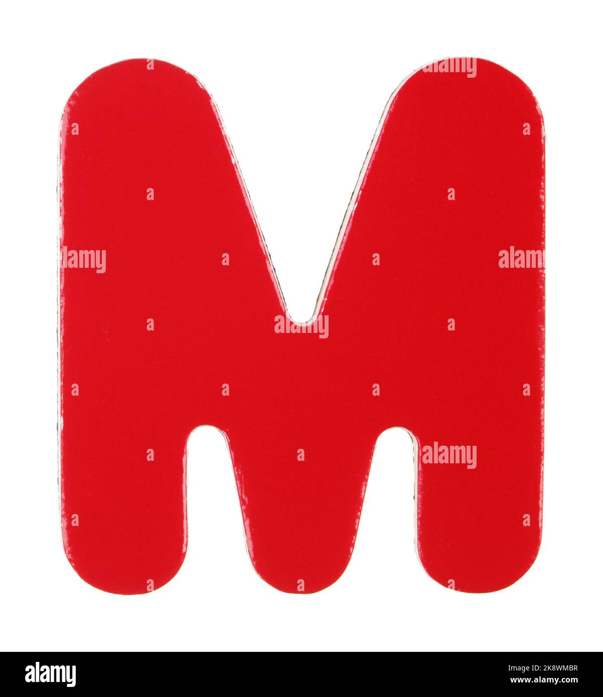 Upper case m magnetic letter on white with clipping path stock photo