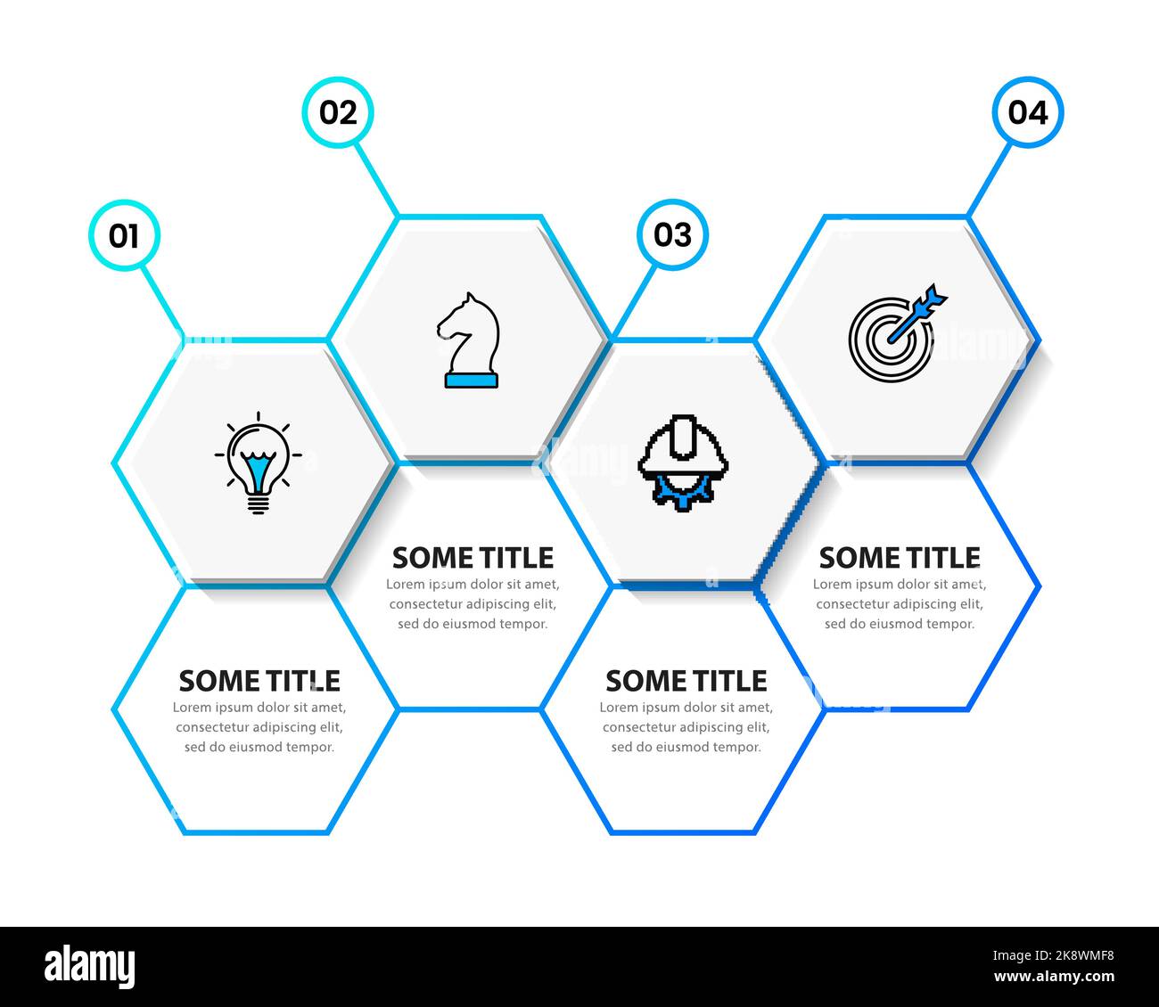 Infographic template with icons and 4 options or steps. Hexagon. Can be ...