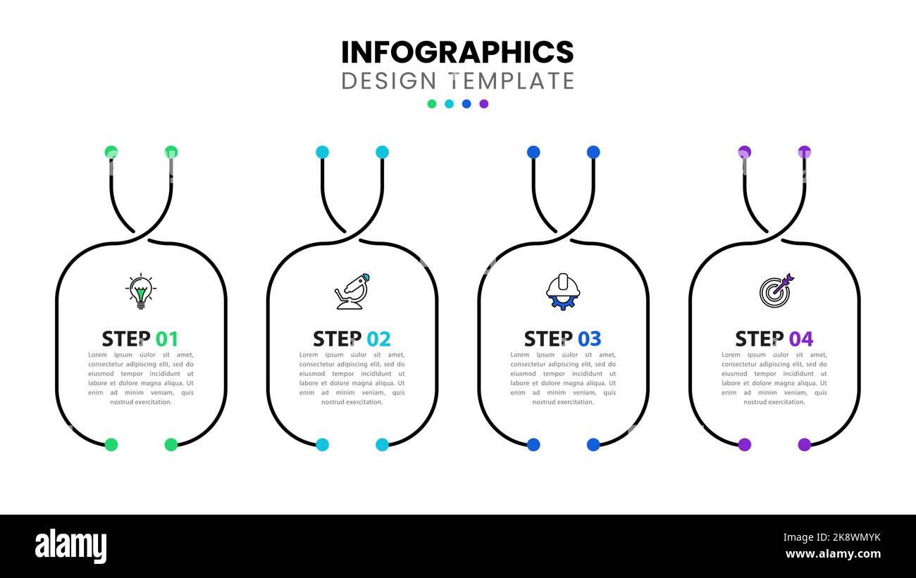 Infographic template with icons and 4 options or steps. Rectangles. Can ...