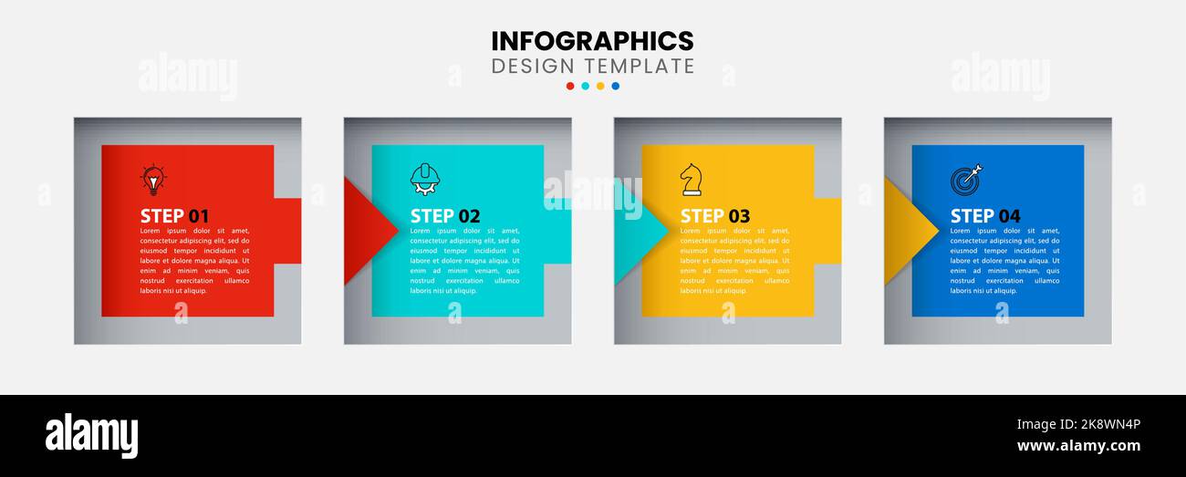 Infographic template with icons and 4 options or steps. Rectangles. Can ...