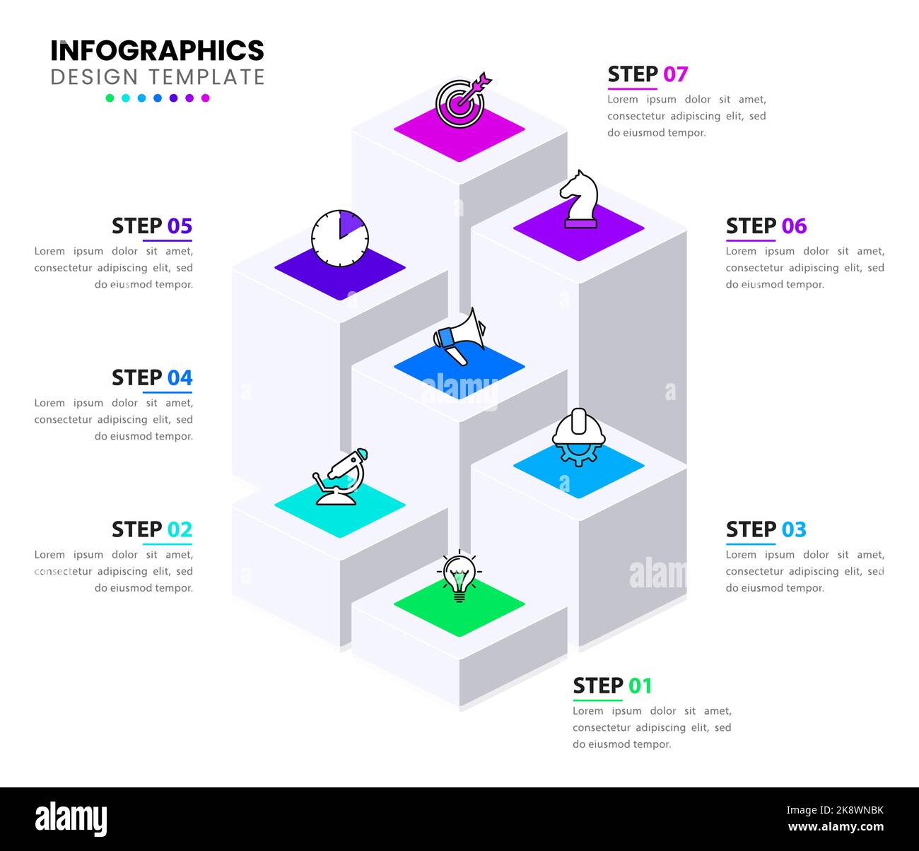 Infographic template with icons and 7 options or steps. Can be used for ...