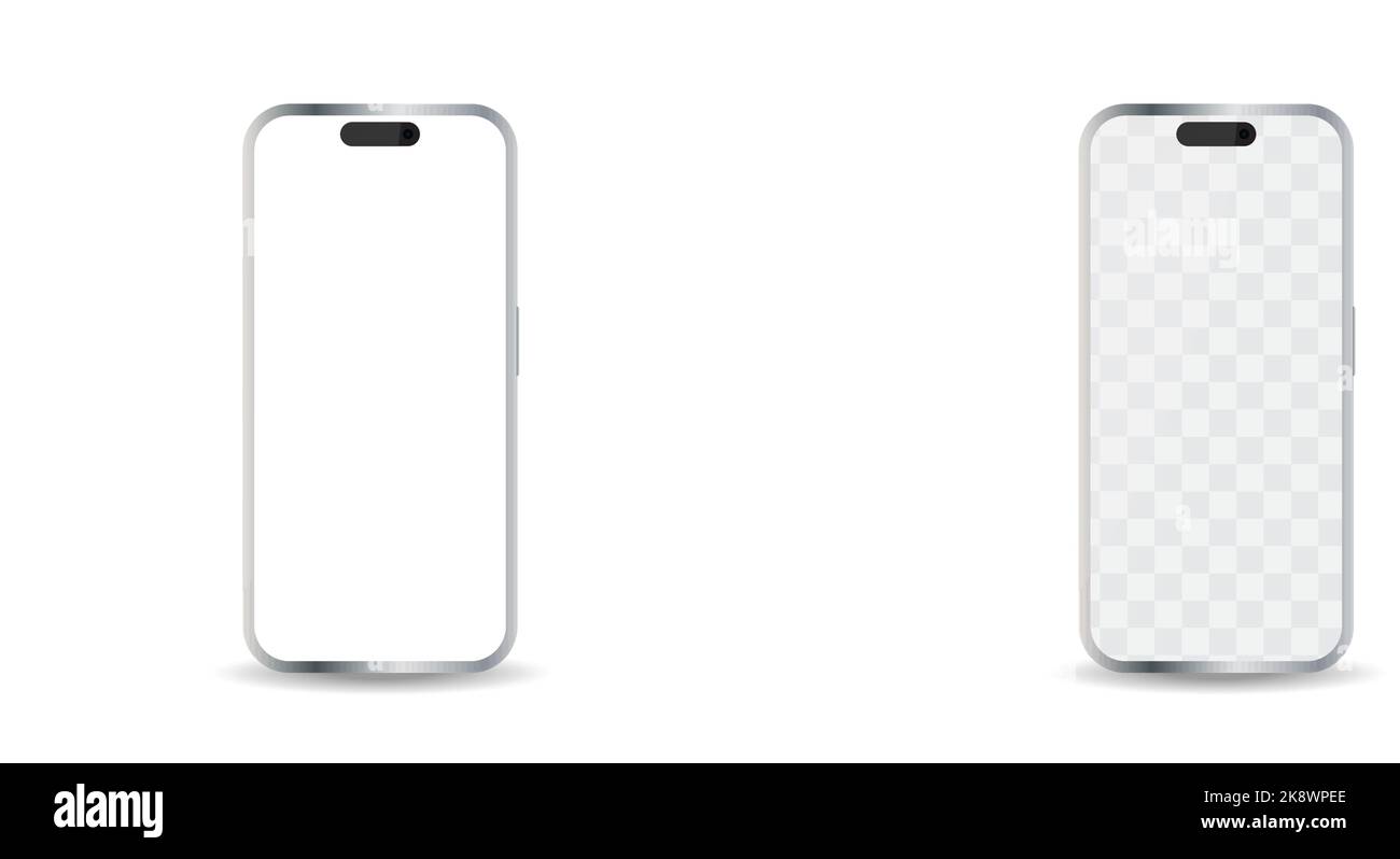 Modern smartphone device mockup isolated on white background Stock ...