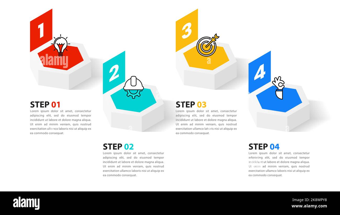 Infographic template with icons and 4 options or steps. Hexagon. Can be ...