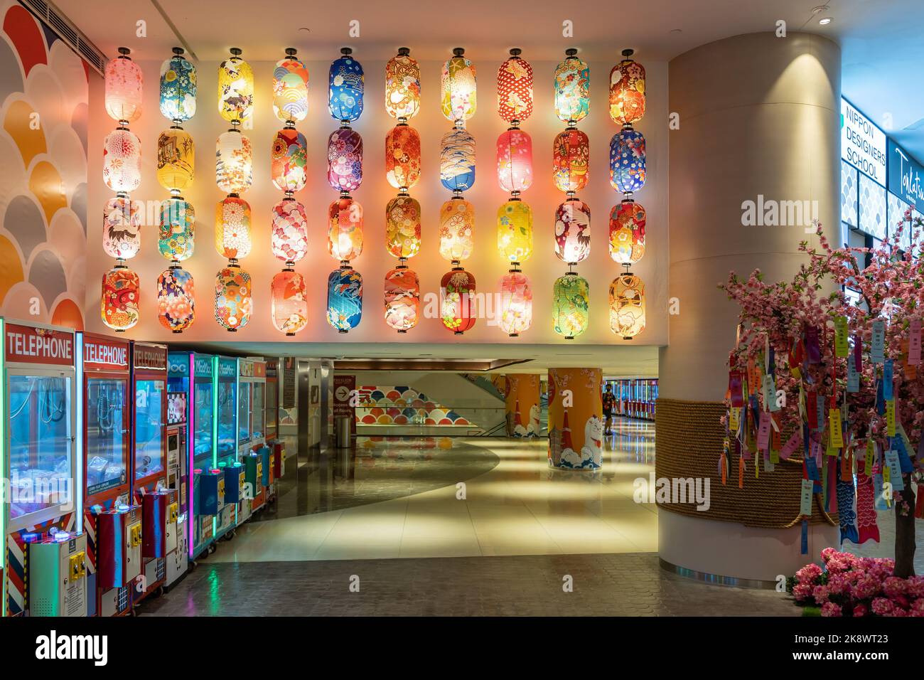 Kuala Lumpur,Malaysia - October 24,2022 : Colorful arcade game toy claw crane machines at the Tokyo Town in Pavilion Bukit Jalil. Stock Photo