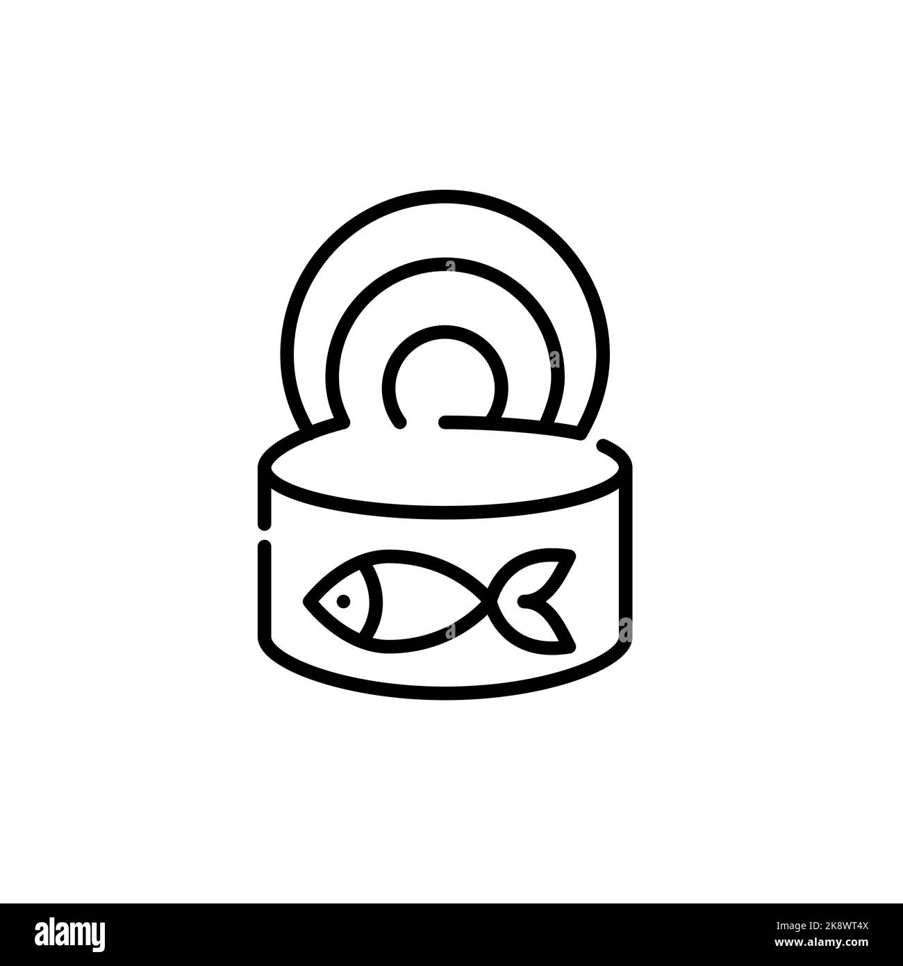 Canned fish. Pixel perfect, editable stroke icon Stock Vector