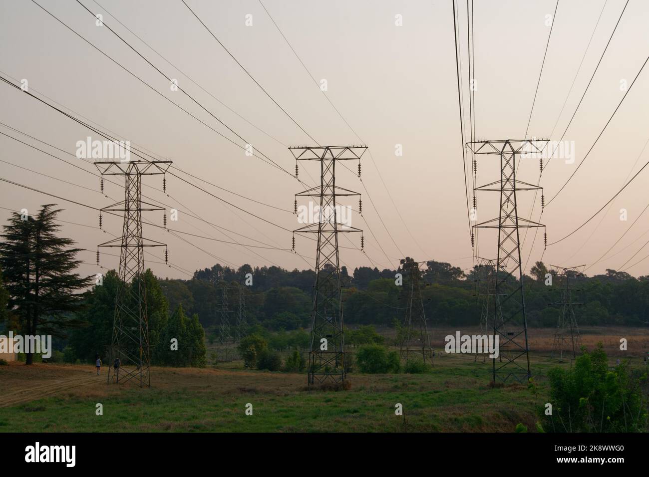 Electrical Transmission Towers with High Voltage Overhead Cables