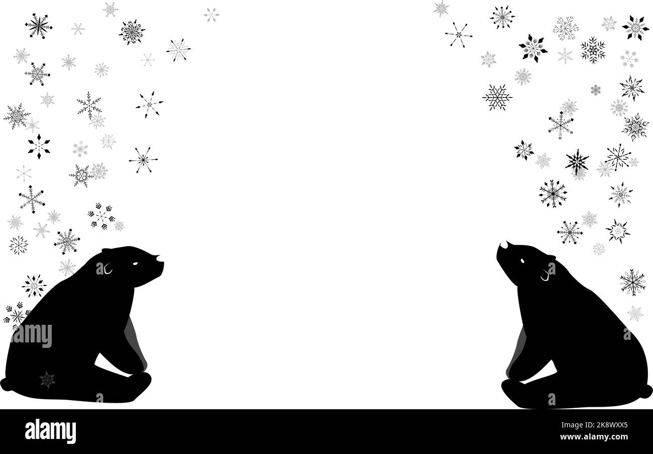 Two polar bears sitting facing each other Stock Vector