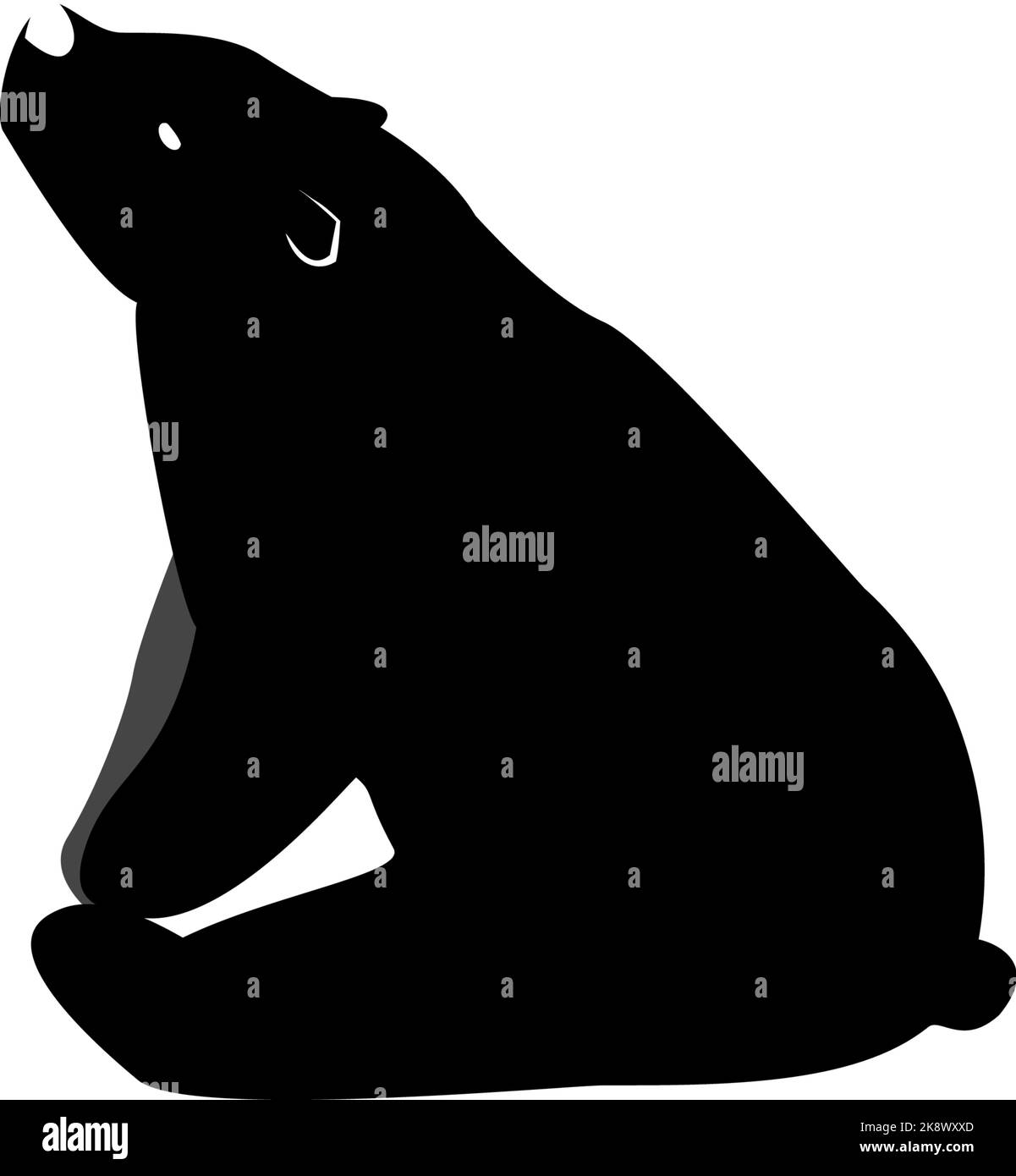 Illustration of a polar bear sitting and looking to the upper left