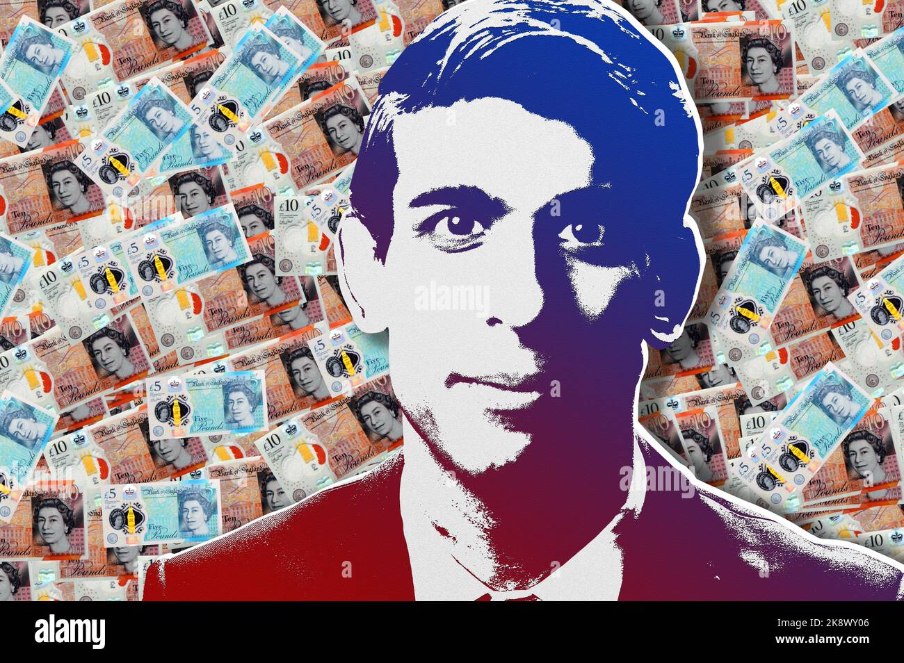 Rishi Sunak and sterling cash notes Stock Photo