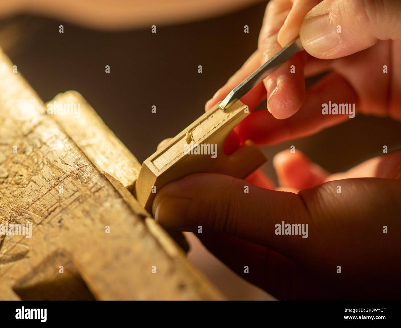 Luthier manufacturing instrument chisel hi-res stock photography and ...