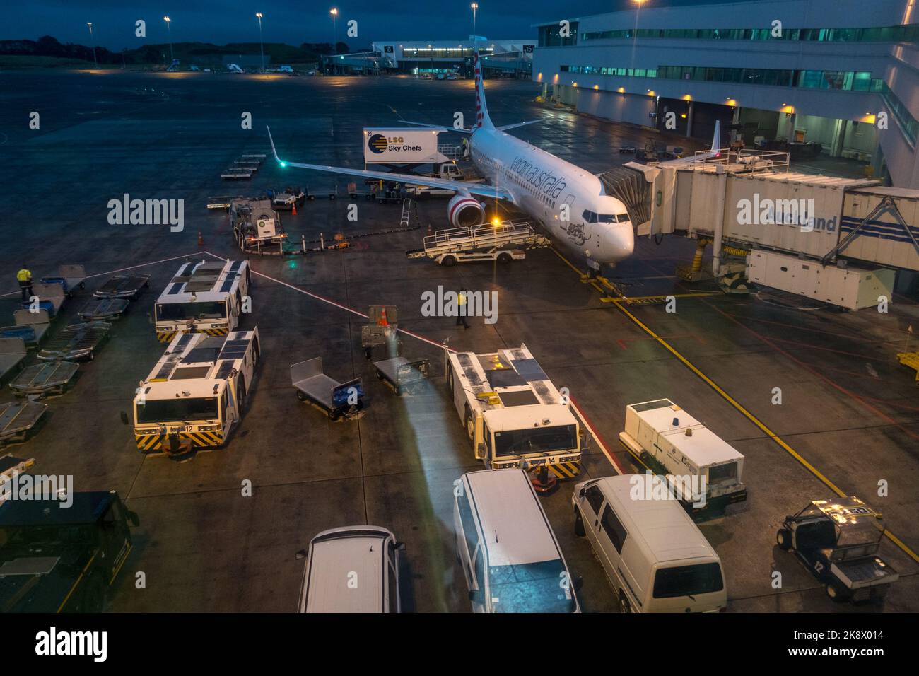 Air New Zealand   planes on the terminal at Auckland International Airport, Auckland, New Zealand. May 15 2016 Stock Photo