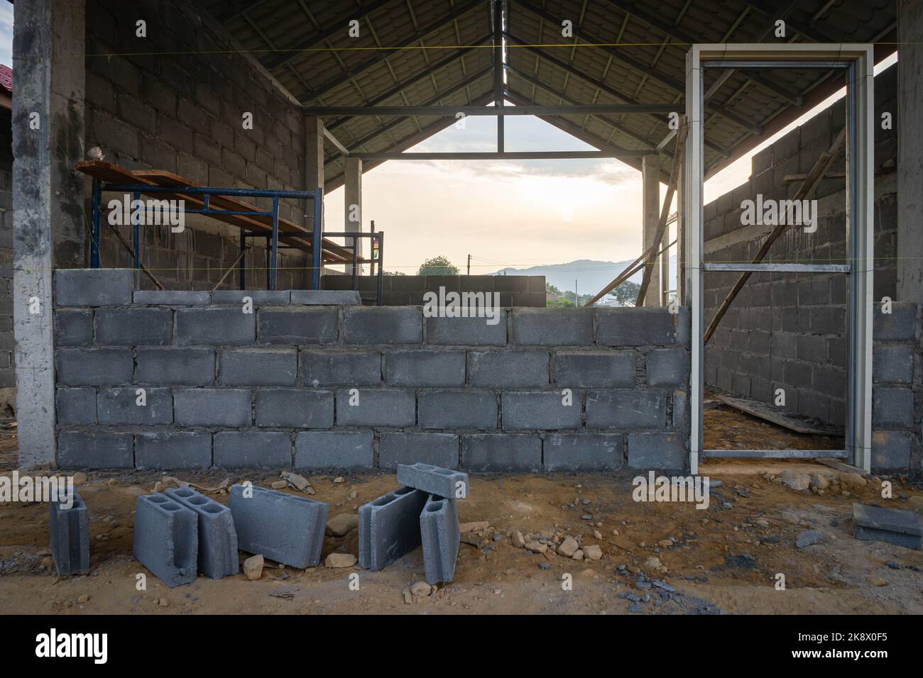Home construction site working on progress Stock Photo