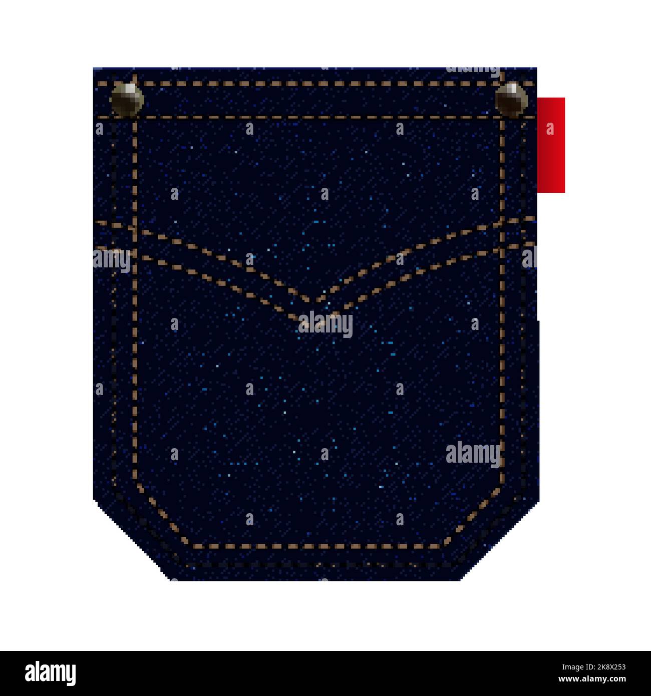Jeans pocket. Blue denim. Vector realistic illustration Stock Vector
