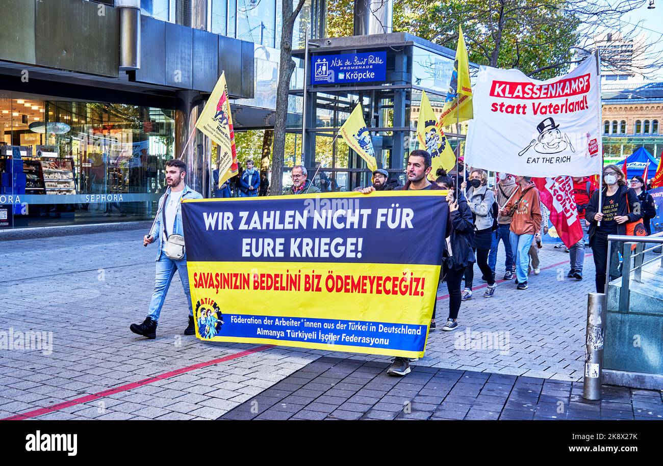Hannover, Germany, October 22, 2022 Federation of workers from Turkey in Germany protest