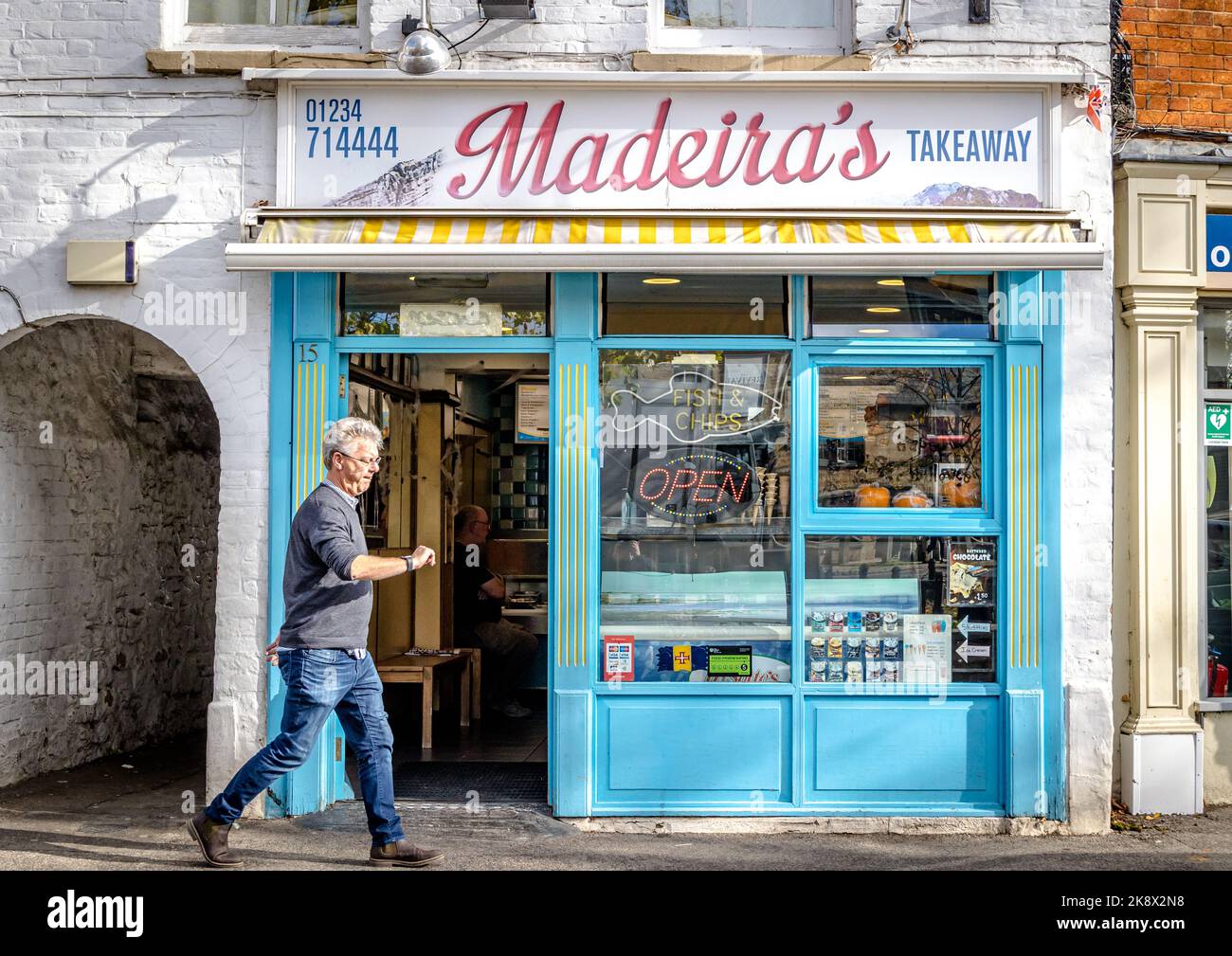 Take out  shop front in the desirable market town of Olney in Buckinghamshire Stock Photo