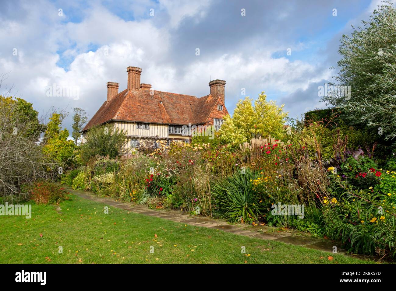 Great Dixter house and garden, autumn border, Northiam, East Sussex, UK Stock Photo