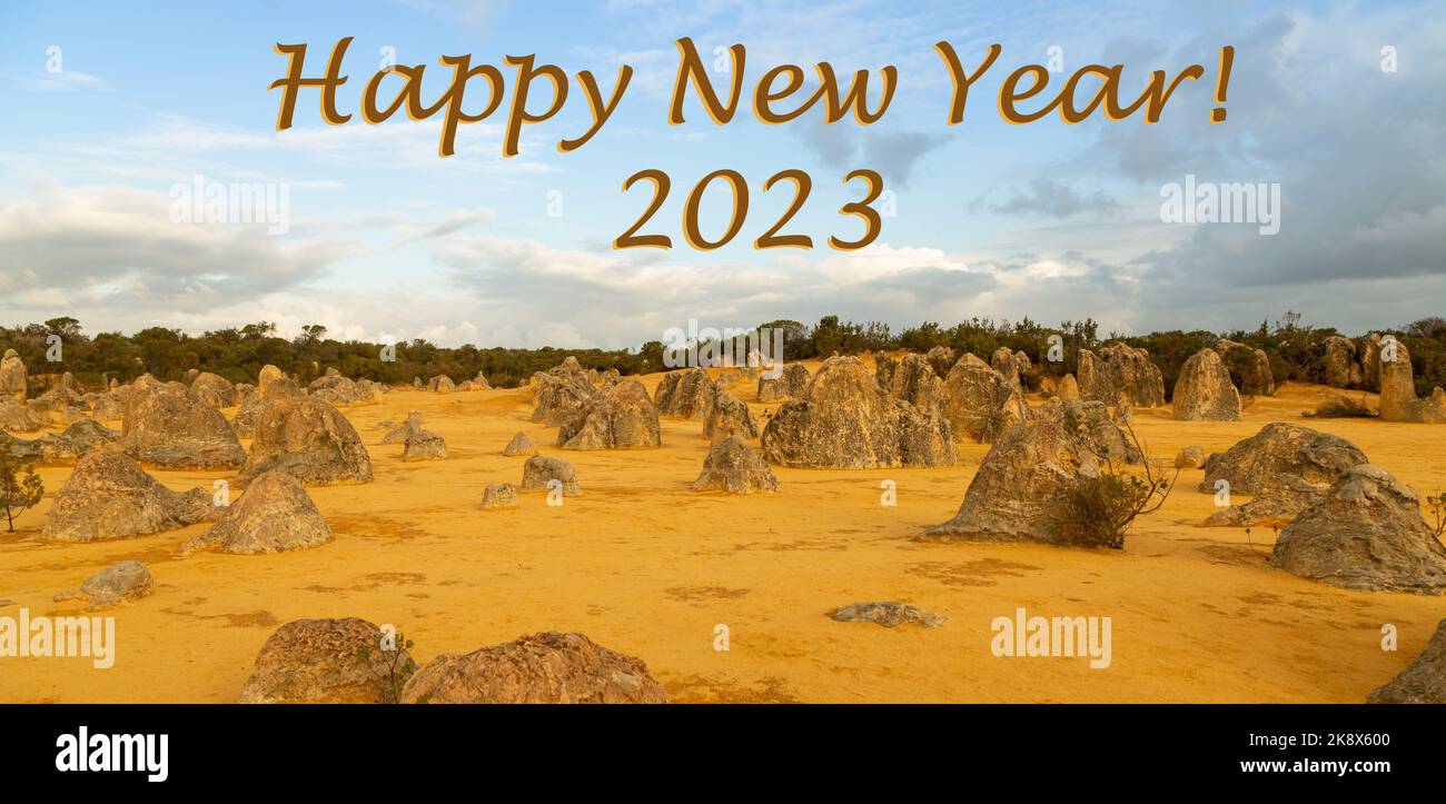 Happy New Year 2023, Pinnacle Desert, Western Australia, Cervantes