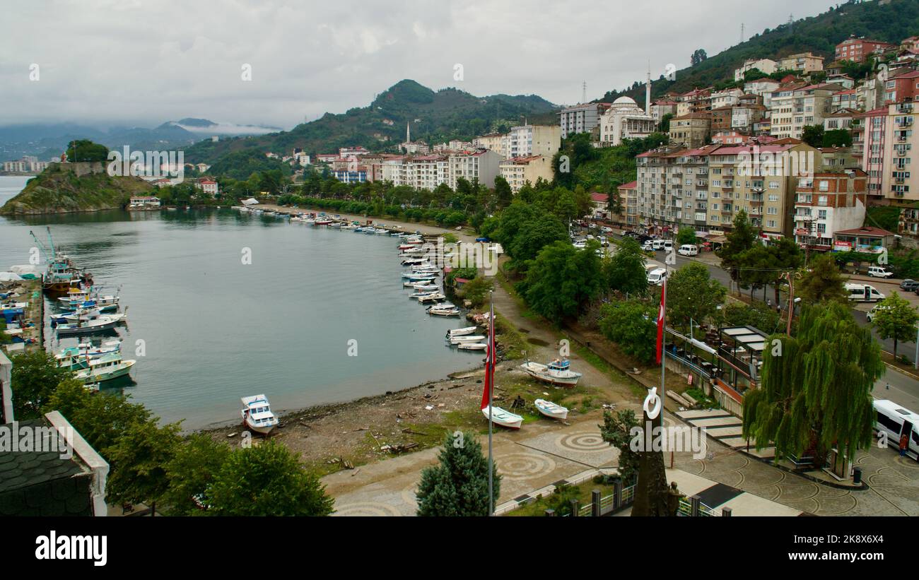 Tirebolu district of Giresun city on the Black Sea coast of Turkey. Tirebolu is the center of tea, hazelnut and anchovy fish. TİREBOLU, GİRESUN, TURKE Stock Photo