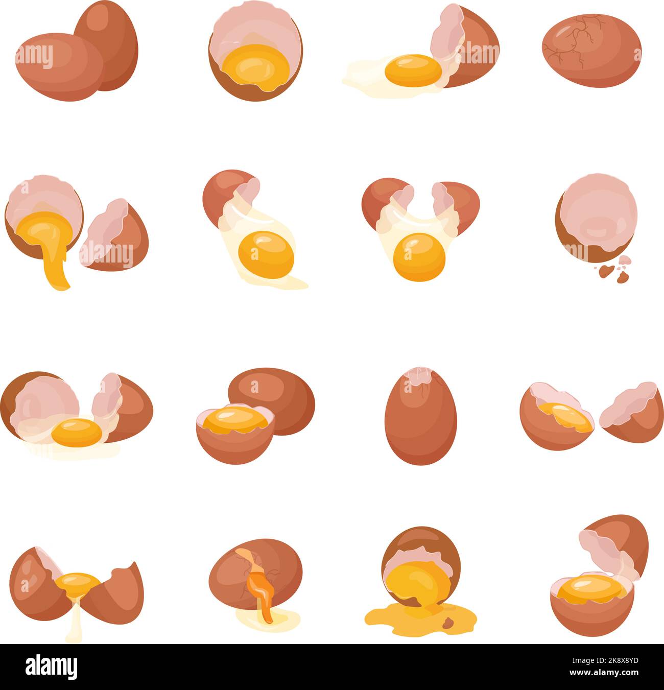 Eggshell icons set cartoon vector. Egg broken Stock Vector