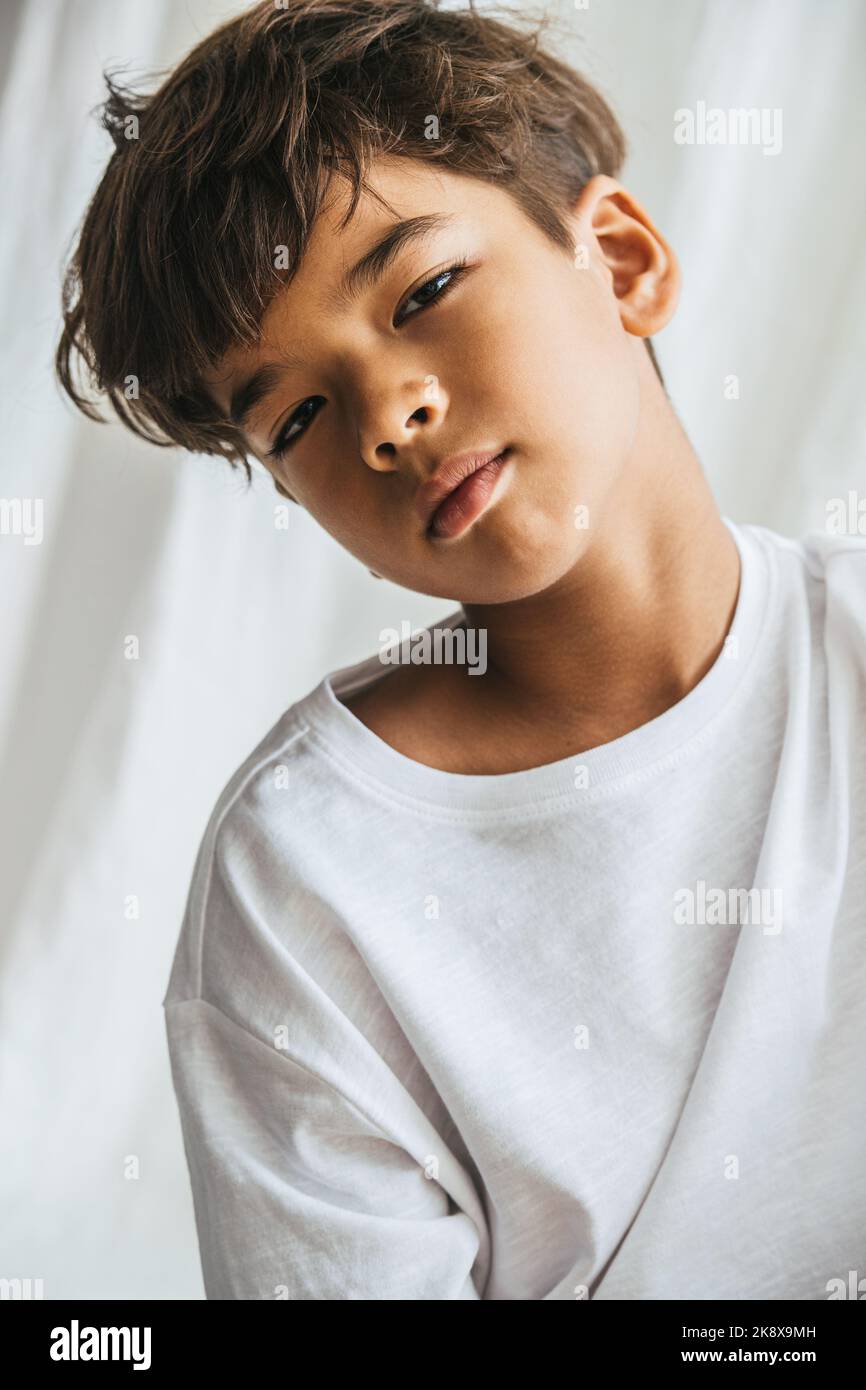 Handsome Indian Boy Of Twelve Head And Shoulders Portrait Stock Photo 