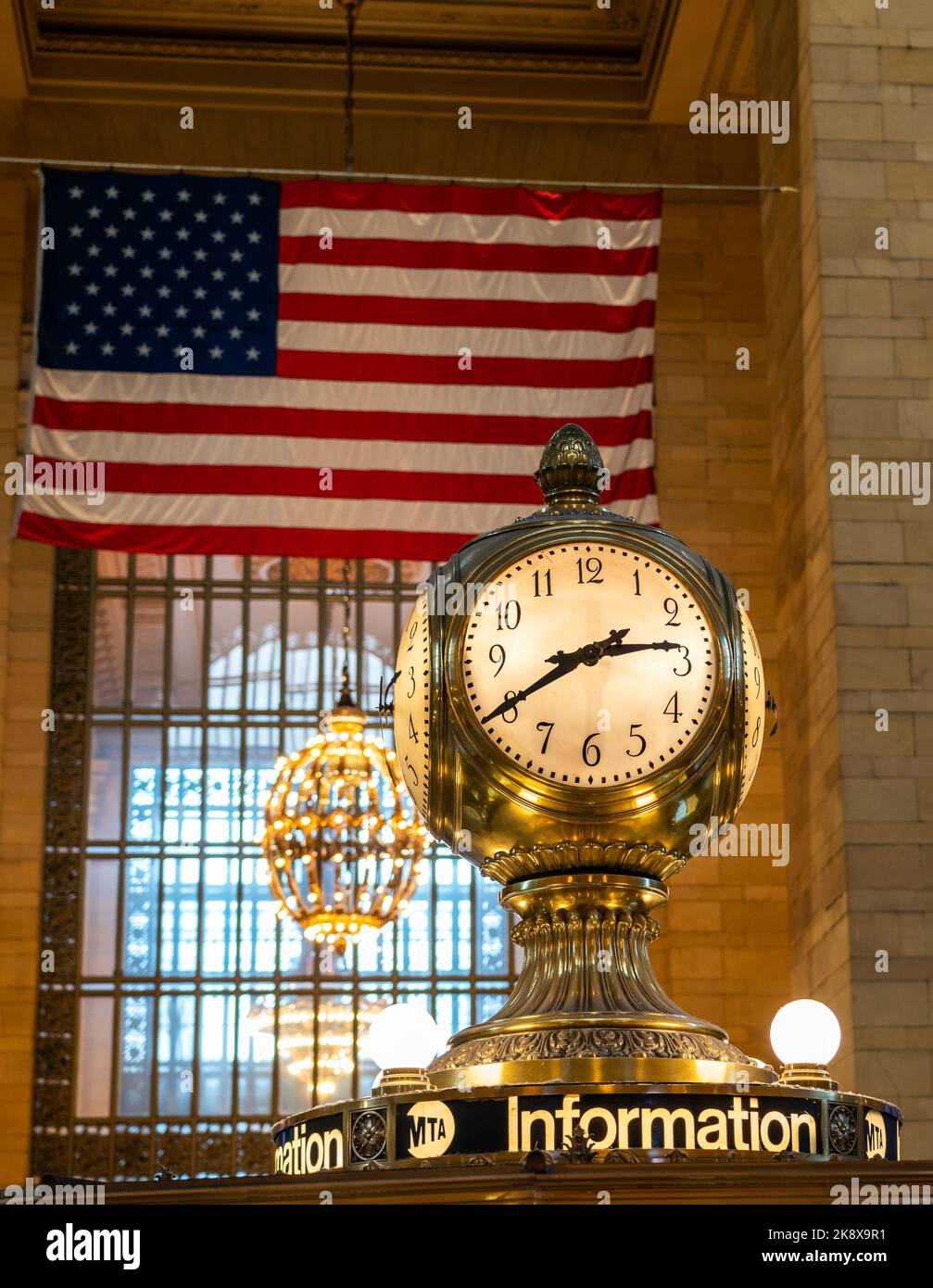 New York, USA - September 21, 2022: Clock in Main hall in Grand Central ...