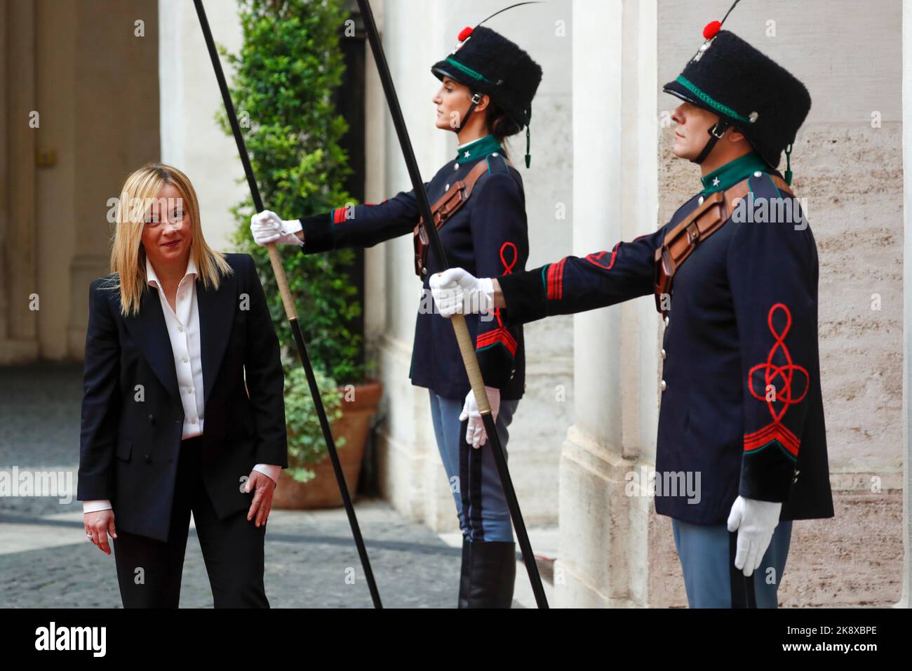 Italy, Rome October 23, 2022 : Italian Prime Minister Giorgia Meloni attends the first Ministry Council meeting of the new government at Palazzo Chigi Stock Photo