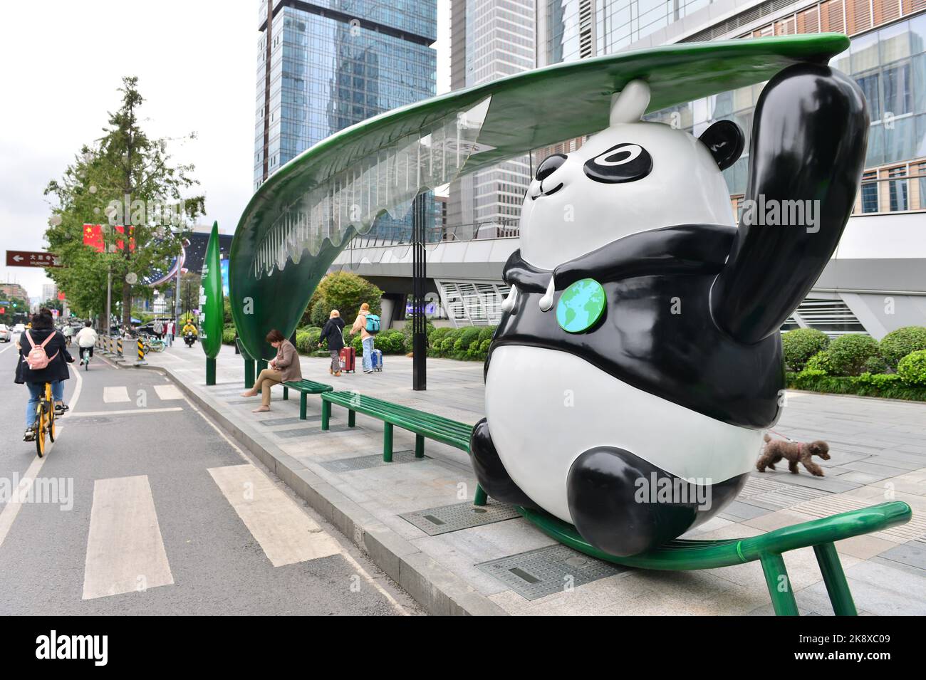 After China's first panda-themed bus stop was unveiled recently, due to ...