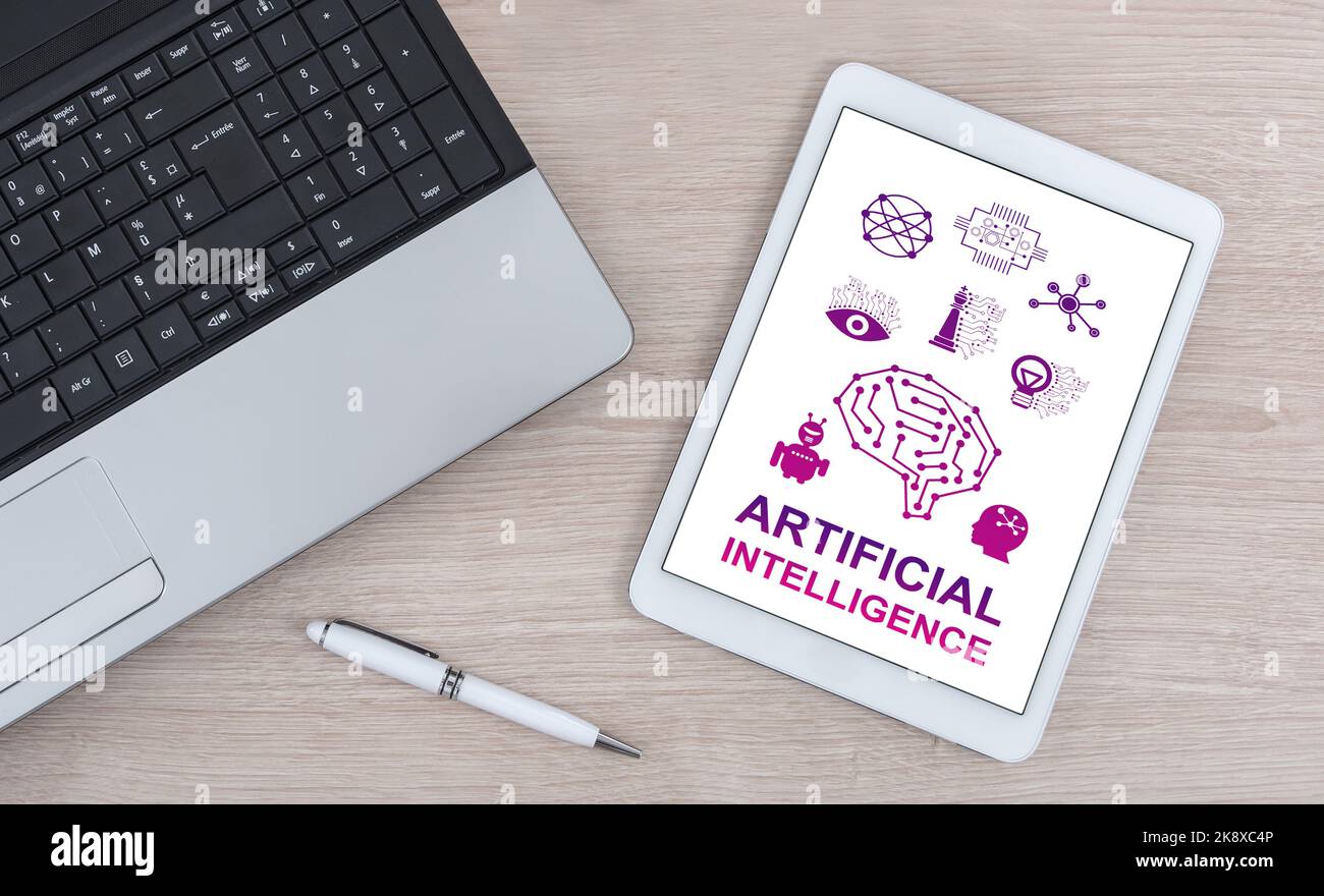 Artificial intelligence concept shown on a digital tablet Stock Photo