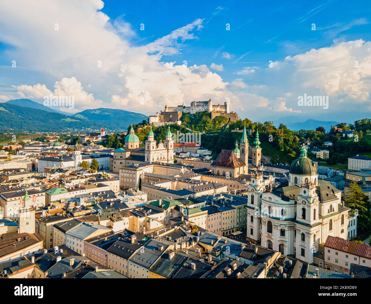 Beautiful aerial drone panorama of Salzburg city in Austria - Alamy