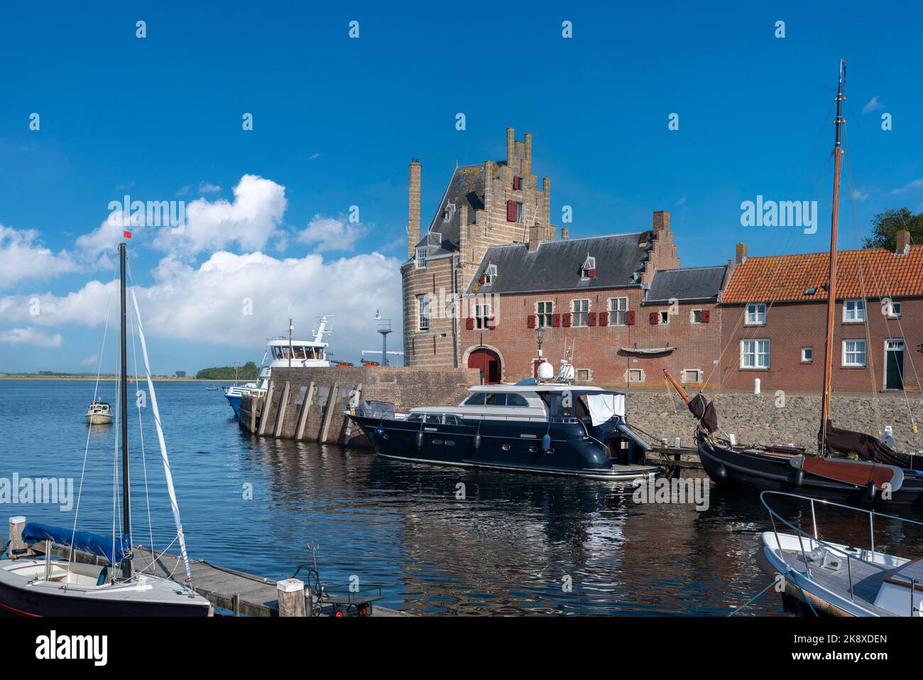 Historical city fortification Campveerse Toren, Veere, Zeeland, Netherlands, Europe Stock Photo
