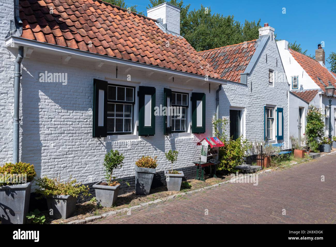 Typical houses in the Warwijksestraat, Veere, Zeeland, Netherlands, Europe Stock Photo