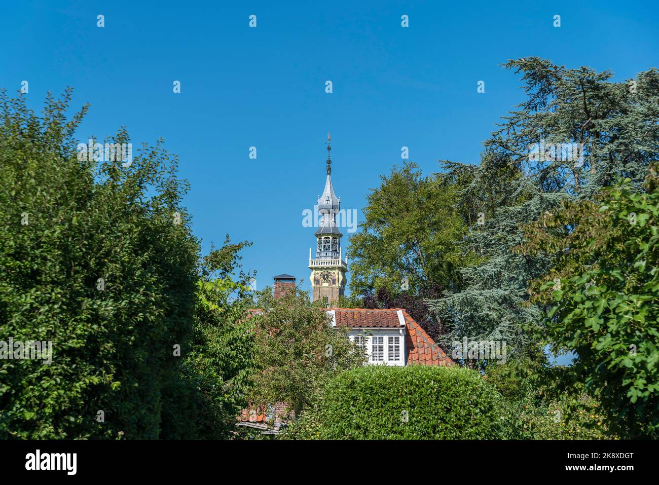 Tower of the historic town hall, Veere, Zeeland, Netherlands, Europe Stock Photo