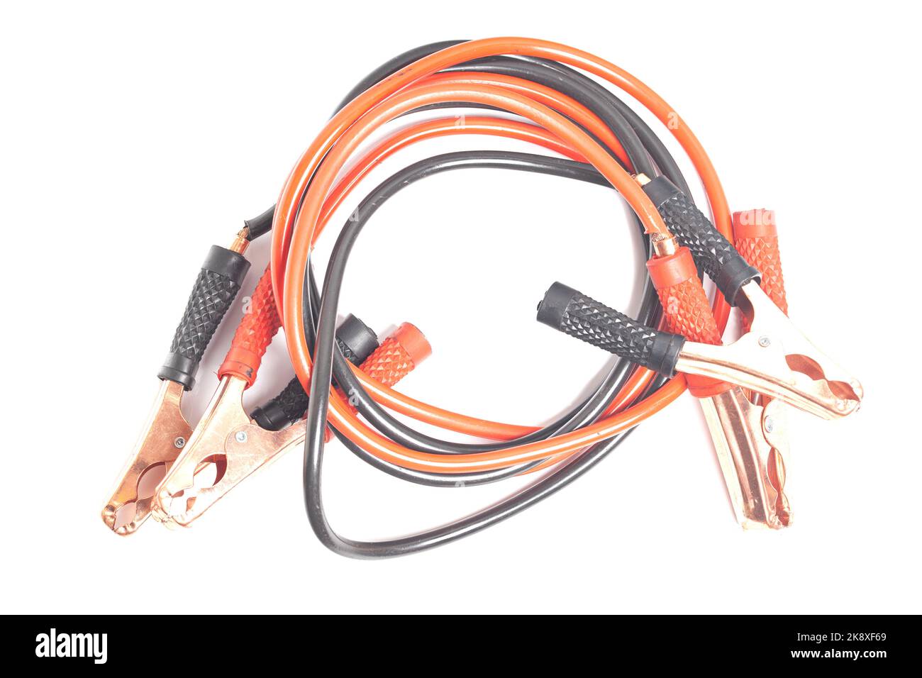 Car battery jumper cables isolated on white background Stock Photo Alamy