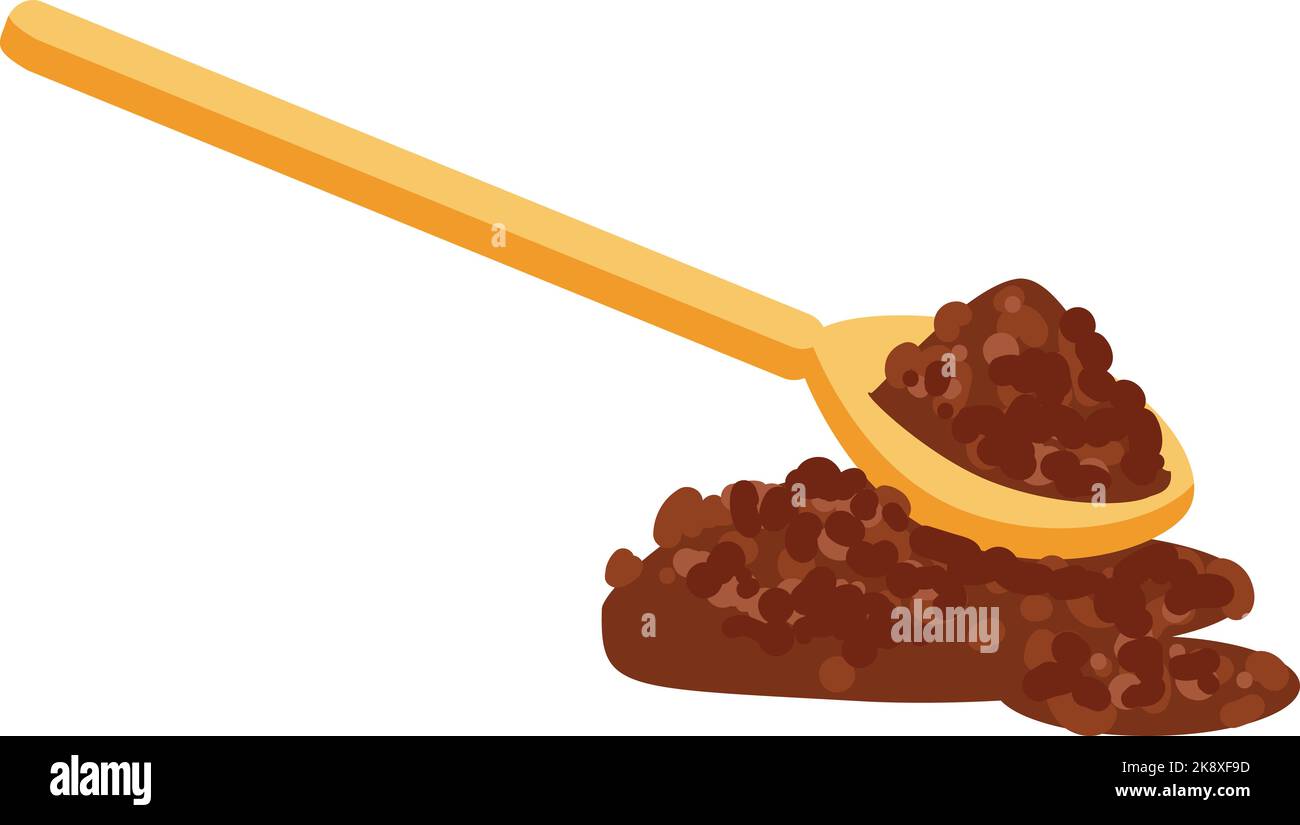 Spoon cocoa powder icon cartoon vector. Cacao bean Stock Vector