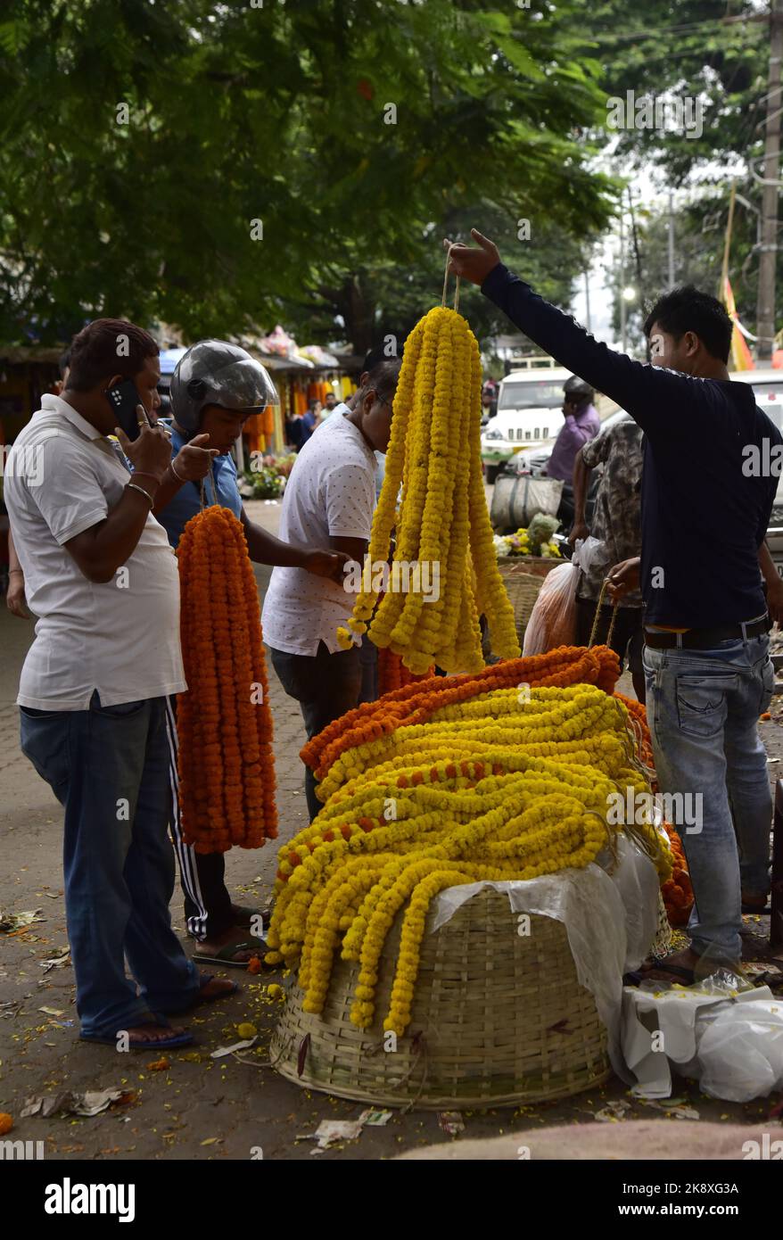 Guwahati, Guwahati, India. 24th Oct, 2022. People buys flowers on the