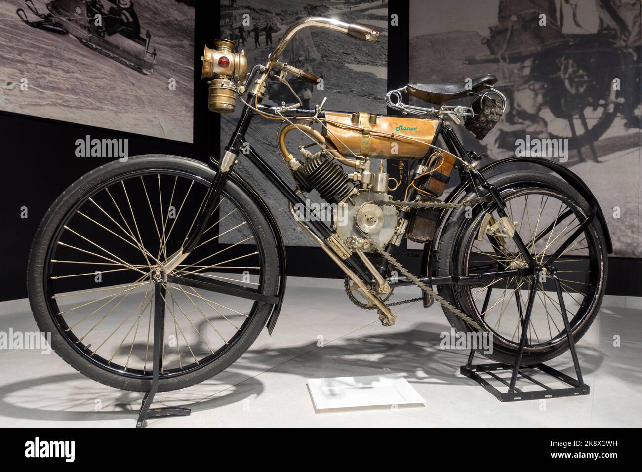 Manon motorcycle. model : type A 175cc .year:1904. Country: France.Motorcycle Museum.Canillo.Andorra Stock Photo
