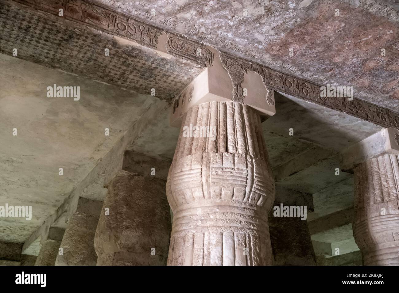 Interior of the Southern Tomb of Ay at Tel el-Amarna showing construction in progress Stock Photo