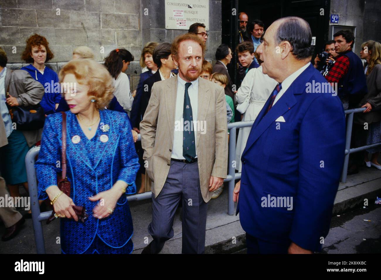 Raymond Barre at the Pole station on the occasion of the first round of French presidential elections, Lyon, France, 1988 Stock Photo