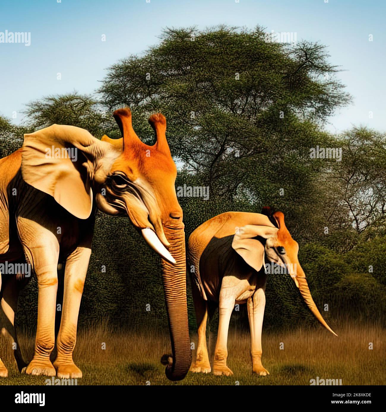 The imaginary animals similar to African bush elephant Stock Photo