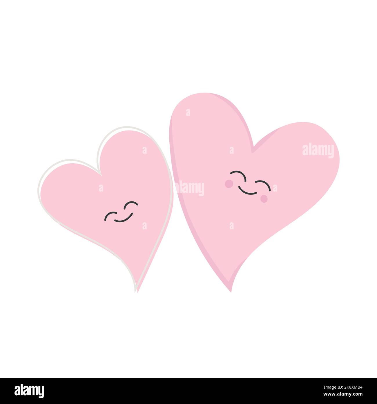 Couple of Cute Heart shapes stay together. Vector illustration for card ...